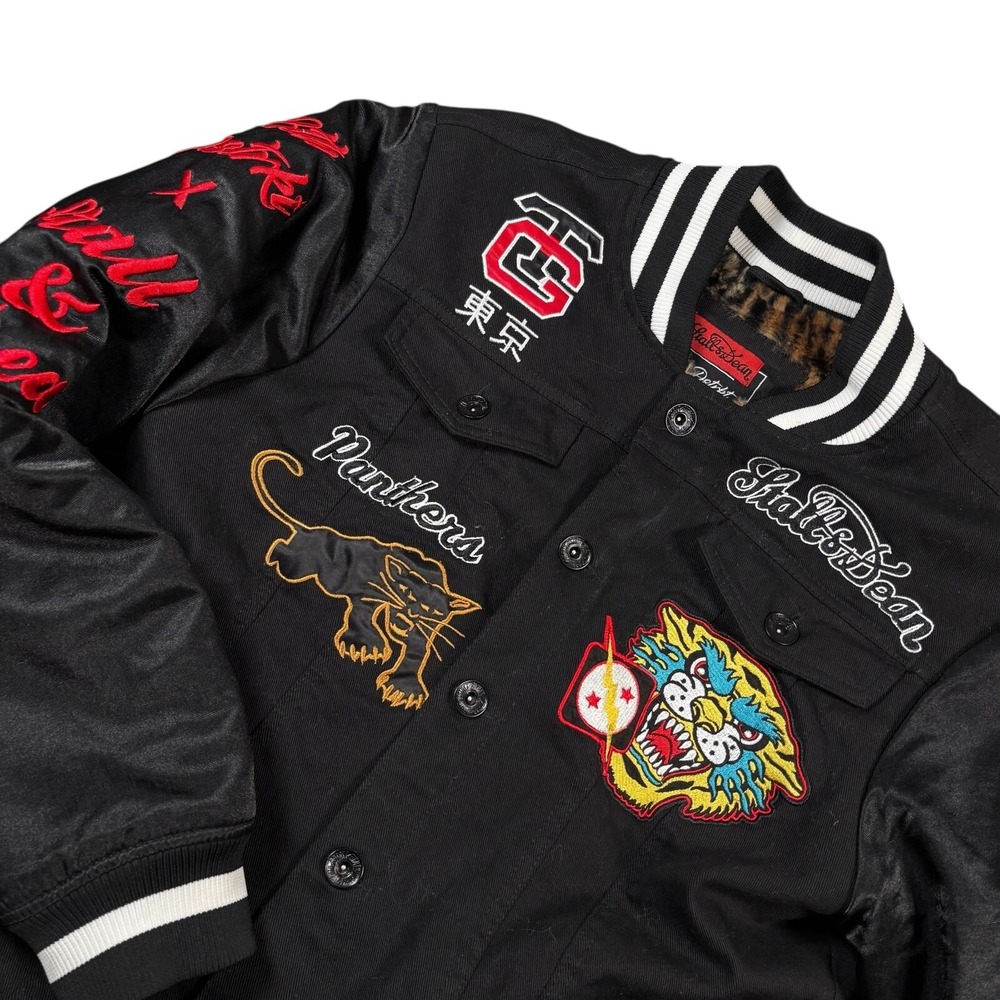 VTG Stall & Dean 8th DSTRKT Black Panthers Motorcycle‎ Bomber Jacket Letterman M